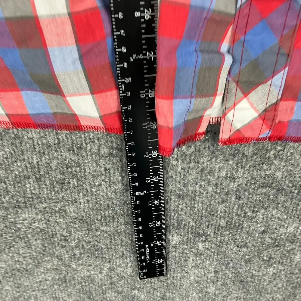 Rustler Western‎ Shirt Mens 2XL Red Blue Plaid Short Sleeve Pearl Snap
